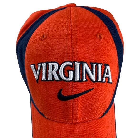 New Nike University of Virginia UVA Baseball Cap Orange Wool Blend Men’s M L - Picture 2 of 8